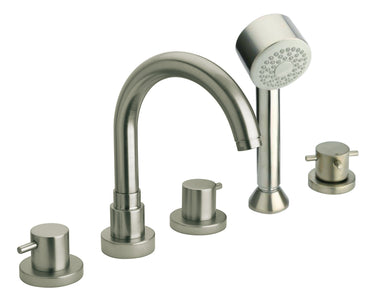 Latoscana Elba Toman Tub With Lever Handles Shower In A Brushed Nickel Finish bathtub and showerhead faucet systems Latoscana